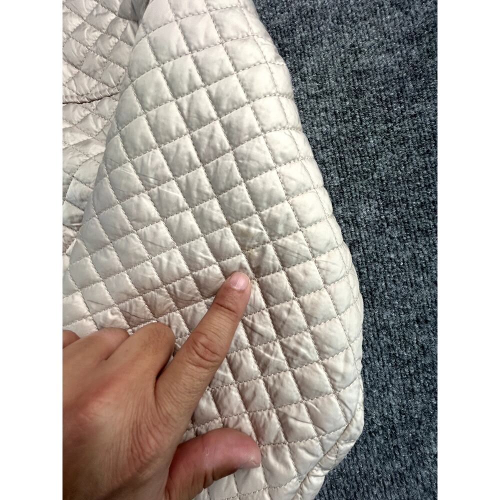 Cisono Los Angeles WM Quilted Puffer Jacket Beige Cropped Zip Coat Size Large - Picture 9 of 9